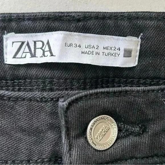 Zara High Rise Skinny Jeans Ankle Snaps Washed Black Size 2 - Picture 11 of 14